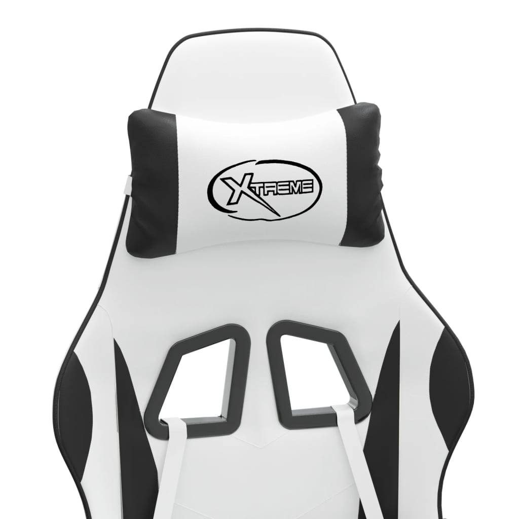 Gaming Chair White and Black Faux leather, metal, plywood, foam