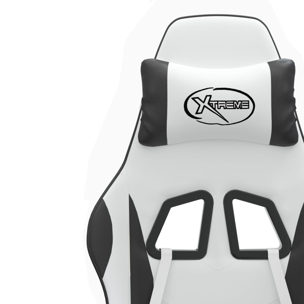 Gaming Chair White and Black Faux leather, metal, plywood, foam