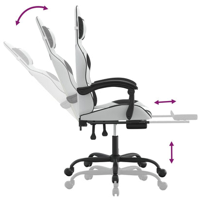 Gaming Chair White and Black Faux leather, metal, plywood, foam