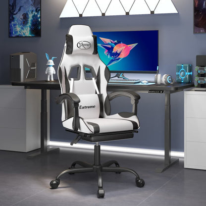 Gaming Chair White and Black Faux leather, metal, plywood, foam