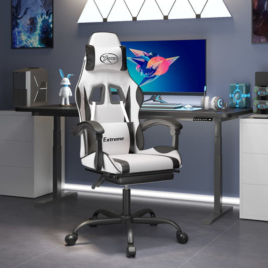 Gaming Chair White and Black Faux leather, metal, plywood, foam