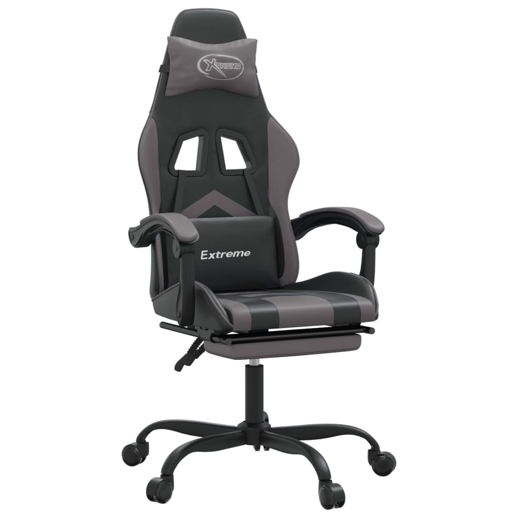 Gaming Chair Black and Grey Faux leather, metal, plywood, foam