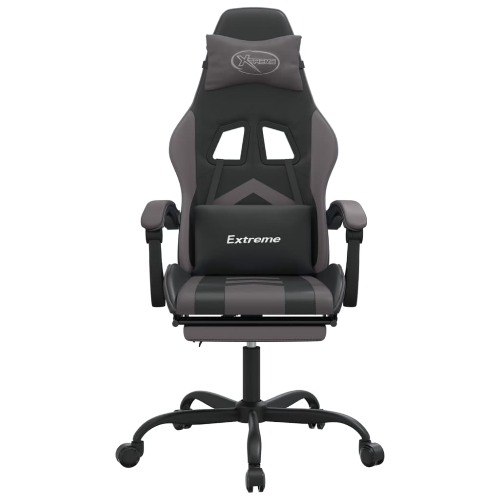 Gaming Chair Black and Grey Faux leather, metal, plywood, foam