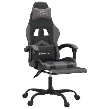 Gaming Chair Black and Grey Faux leather, metal, plywood, foam
