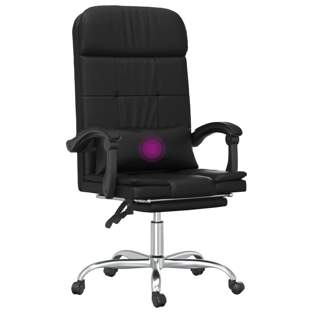 Massage Office Chair Black Faux leather, metal, plywood