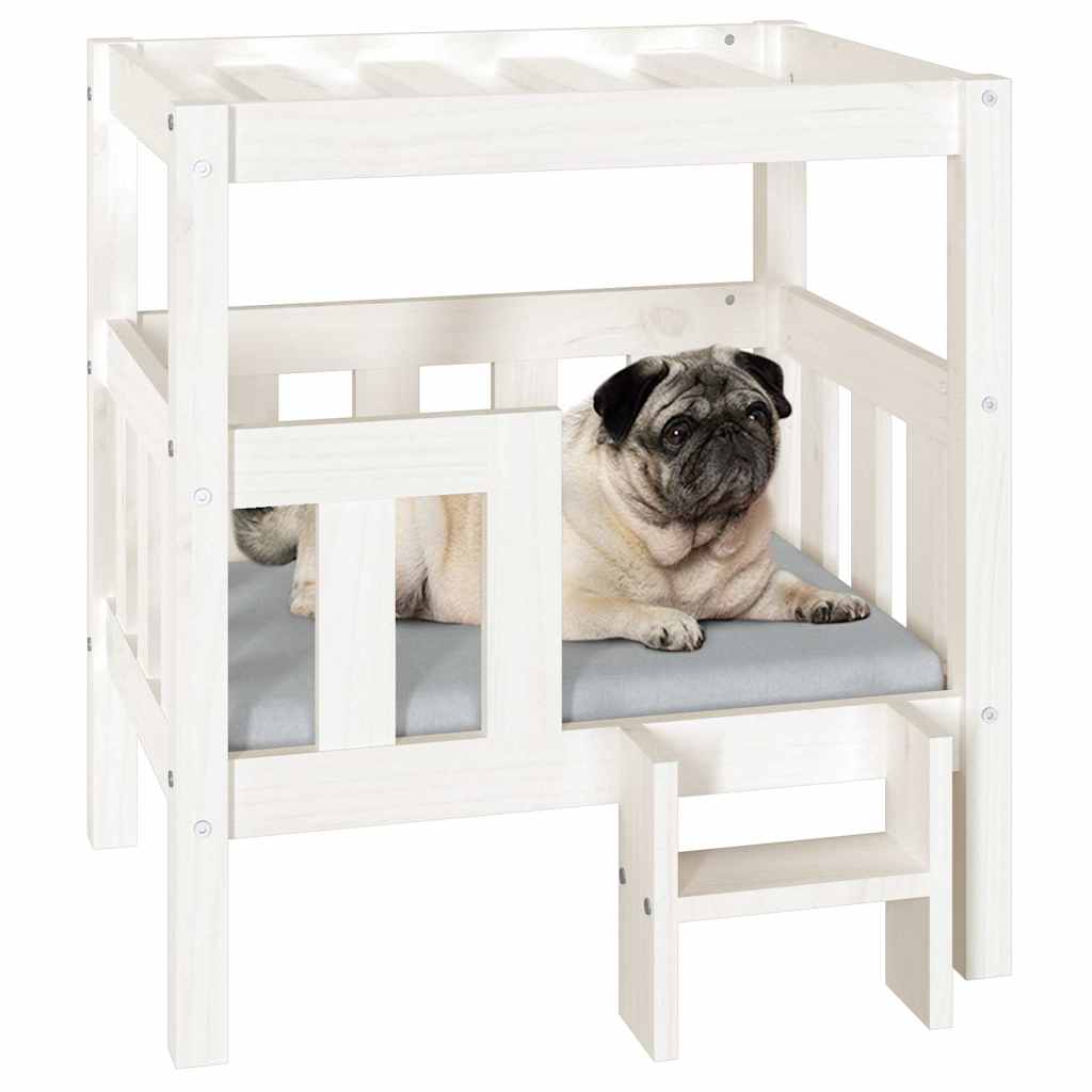Dog Bed White Solid Pine Wood Medium Sturdy Dog Bed Rectangle