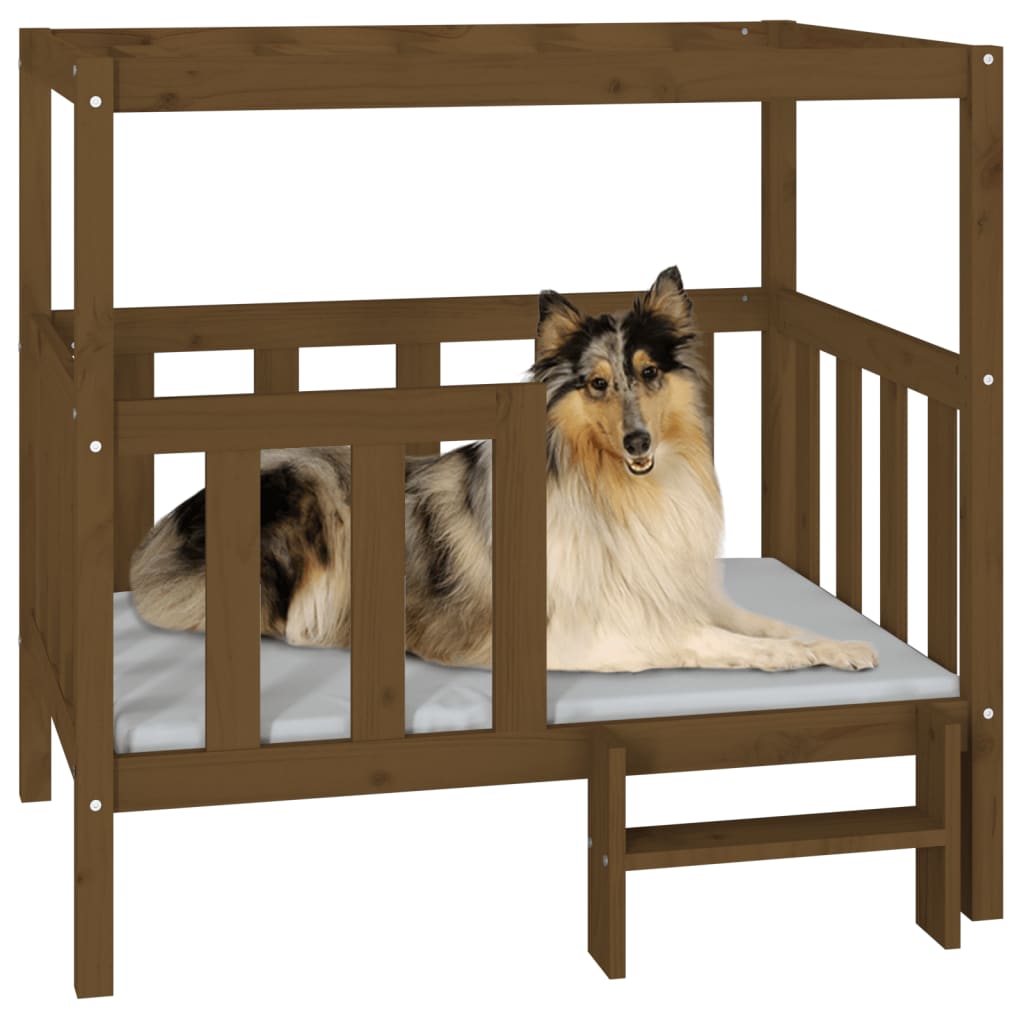 Dog Bed Honey Brown Solid Pine Wood Large Sturdy Dog Bed