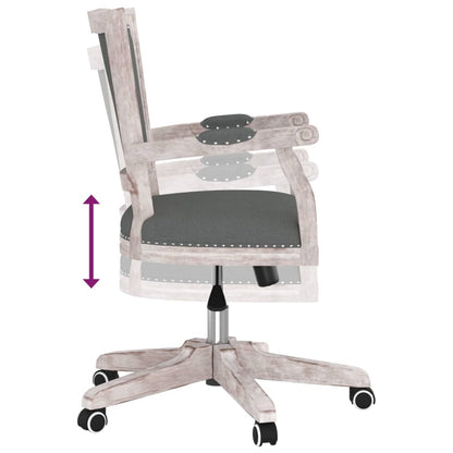 Office Chair Dark Grey Fabric (100% Polyester), Solid Wood Medium