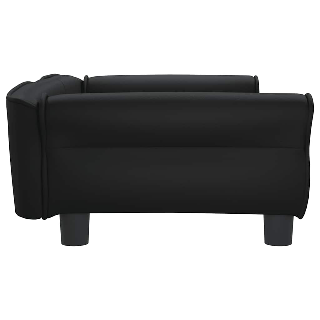 Dog Bed Black Faux Leather, Pine Wood, Foam Small