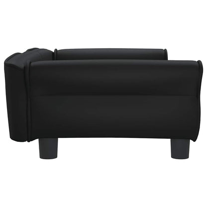 Dog Bed Black Faux Leather, Pine Wood, Foam Small