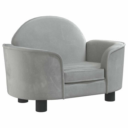 Dog Bed Light Grey Velvet (100% polyester), Solid pine wood