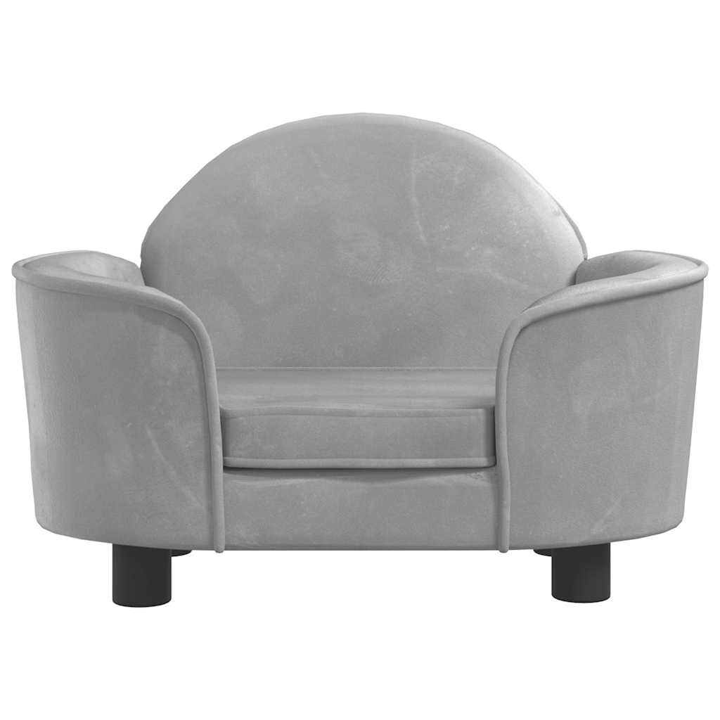 Dog Bed Light Grey Velvet (100% polyester), Solid pine wood