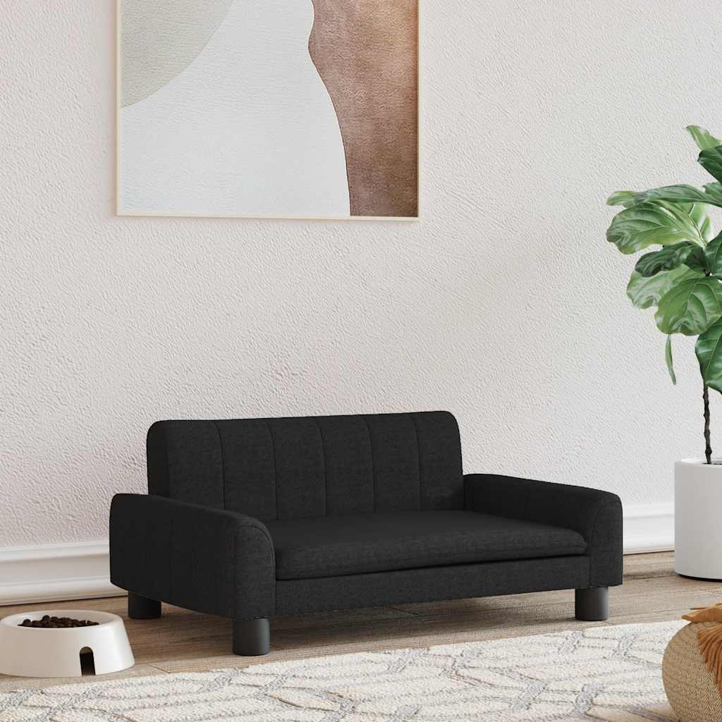 Dog Bed Black Fabric (100% polyester), solid pine wood, plastic, foam