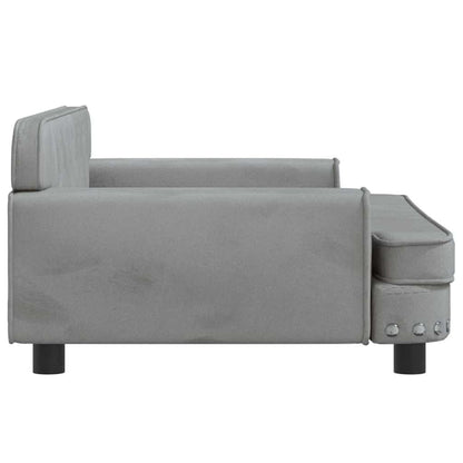 Dog Bed Light grey Velvet (100% polyester), solid pine wood, plastic