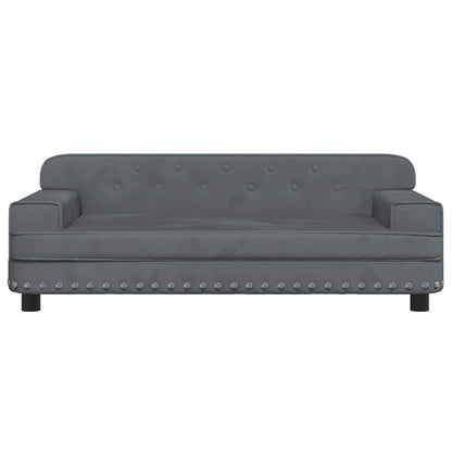 Dog Bed Dark Grey Velvet (100% polyester), Foam, Solid pine wood