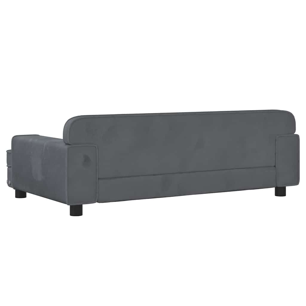 Dog Bed Dark Grey Velvet (100% polyester), Foam, Solid pine wood
