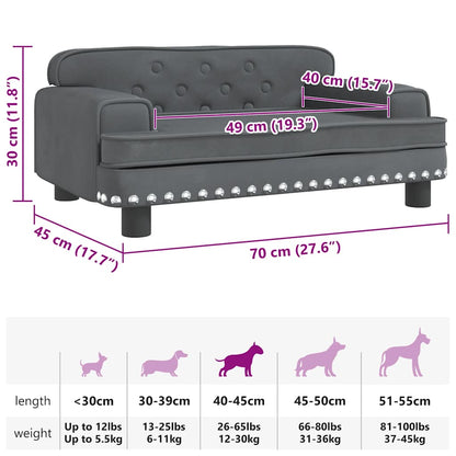 Dog Bed Dark Grey 70x45 x 11.8 " Velvet