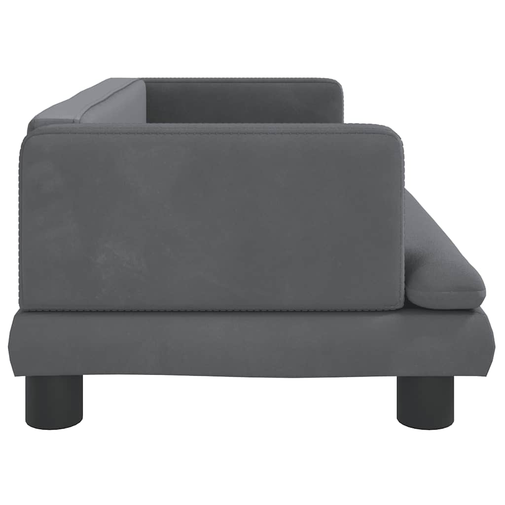 Dog Bed Dark Grey Velvet, Pine Wood, Foam Medium Durable