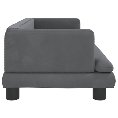 Dog Bed Dark Grey Velvet, Pine Wood, Foam Medium Durable