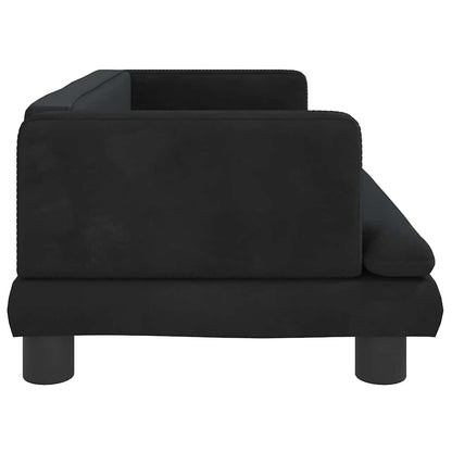 Dog Bed Black Velvet, Foam, Solid pine wood 31.5 x 17.7 x 11.8 in