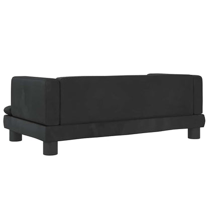 Dog Bed Black Velvet, Foam, Solid pine wood 31.5 x 17.7 x 11.8 in