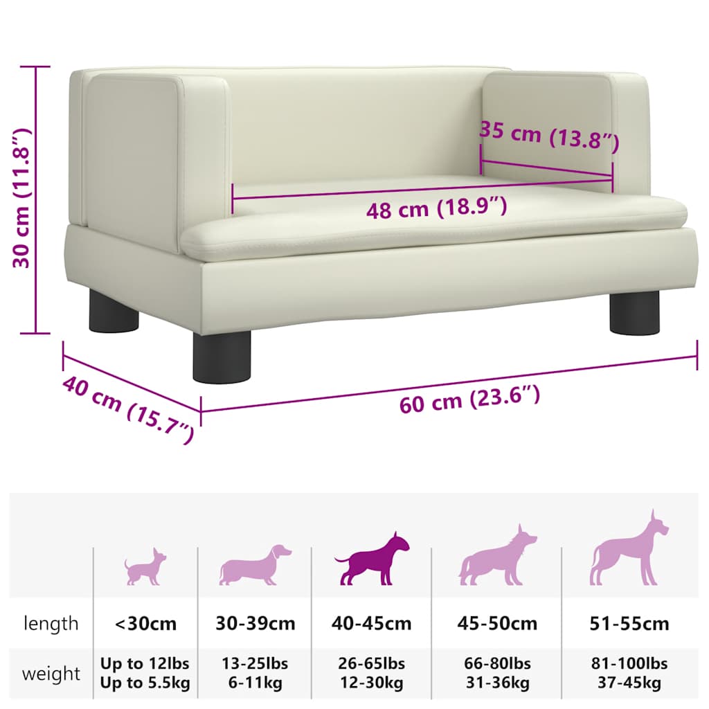 Dog Bed Cream 60x40 x 11.8 " Faux Leather