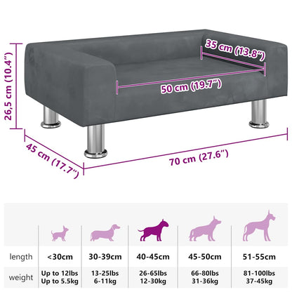 Dog Bed Dark Grey 70x45 x 10.4 " Velvet