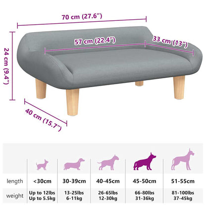 Dog Bed Light Grey Fabric (100% polyester), solid pine wood