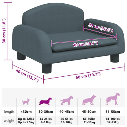 Dog Bed Dark Grey 50x40 x 11.8 " Fabric
