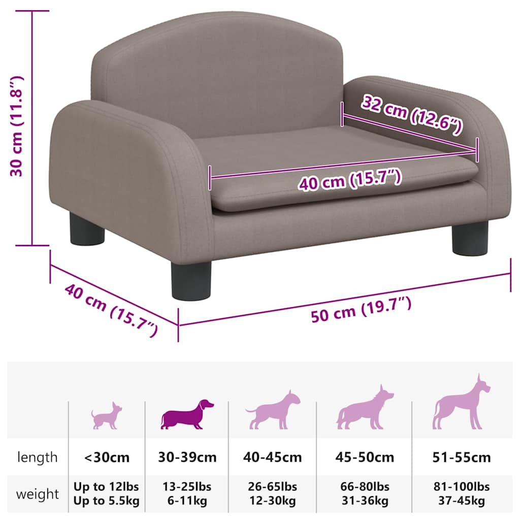 Dog Bed Taupe 50x40 x 11.8 " Fabric