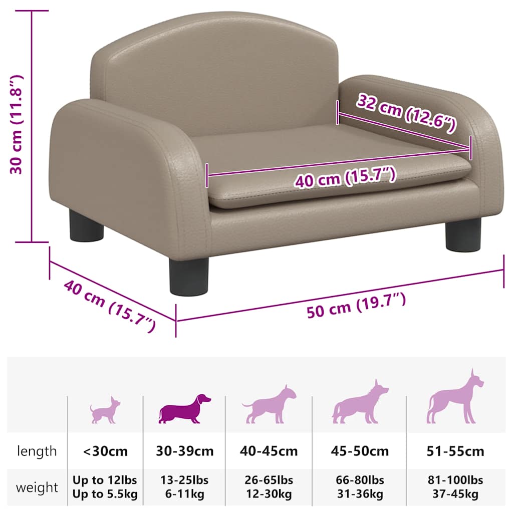 Dog Bed Cappuccino 50x40 x 11.8 " Faux Leather