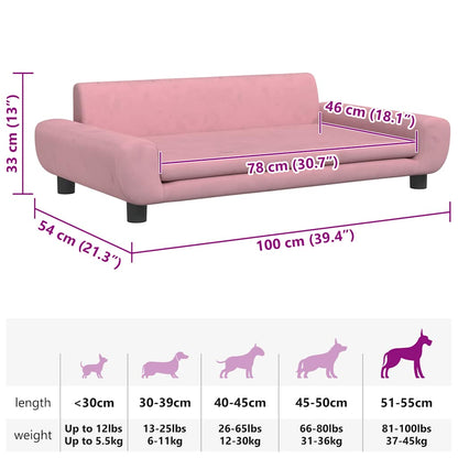 Dog Bed Pink 100x54 x 13.0 " Velvet