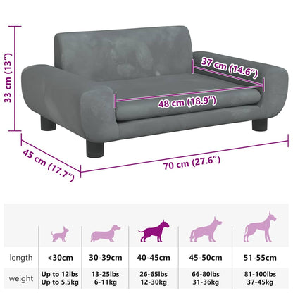 Dog Bed Dark Grey 70x45 x 13.0 " Velvet