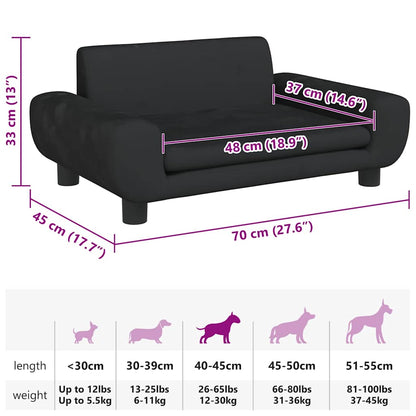 Dog Bed Black 70x45 x 13.0 " Velvet
