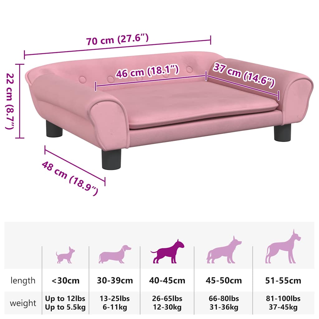Dog Bed Pink 70x48 x 8.7 " Velvet