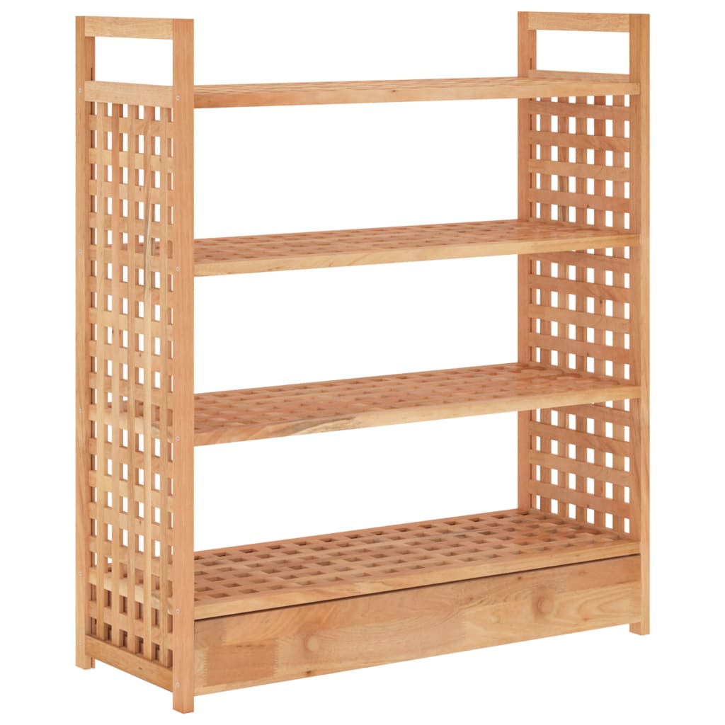 Shoe Rack with Drawer 27.6x10.6x31.9" Solid Wood Walnut