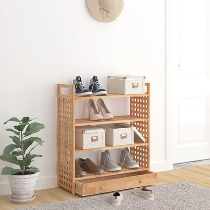 Shoe Rack with Drawer 27.6x10.6x31.9" Solid Wood Walnut