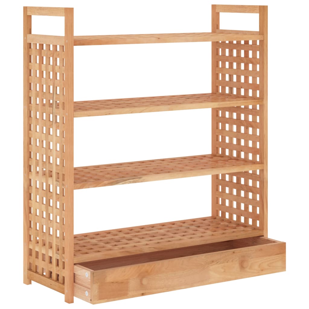 Shoe Rack with Drawer 27.6x10.6x31.9" Solid Wood Walnut