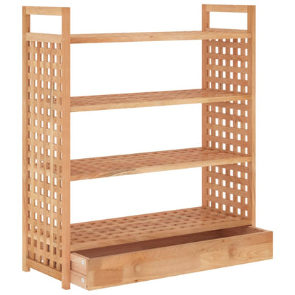 Shoe Rack with Drawer 27.6x10.6x31.9" Solid Wood Walnut