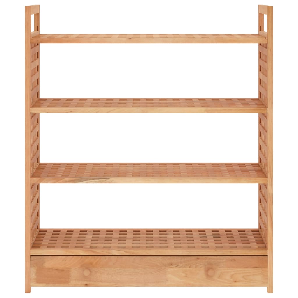 Shoe Rack with Drawer 27.6x10.6x31.9" Solid Wood Walnut