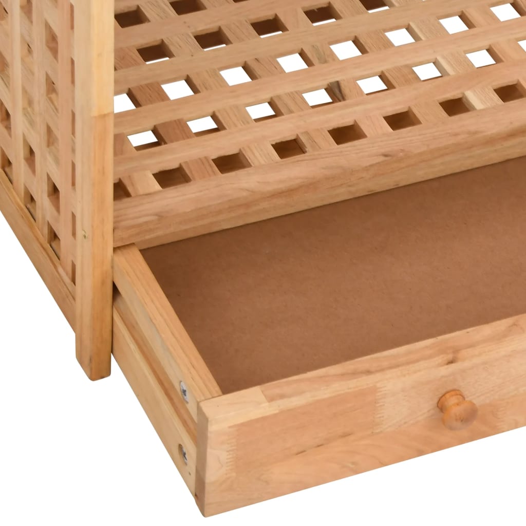Shoe Rack with Drawer 27.6x10.6x31.9" Solid Wood Walnut
