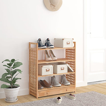 Shoe Rack with Drawer 27.6x10.6x31.9" Solid Wood Walnut