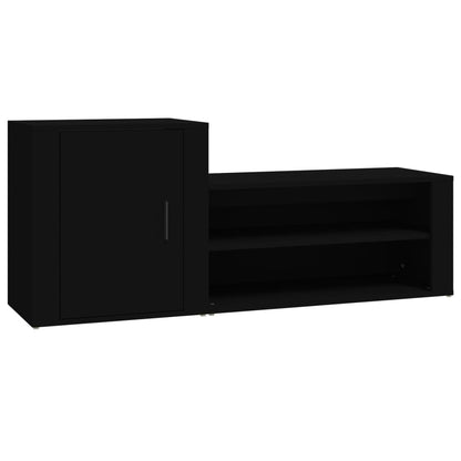 Shoe Cabinet Black 51.2x13.8x21.3" Engineered Wood
