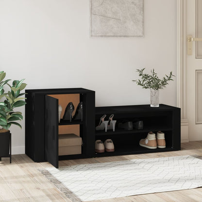 Shoe Cabinet Black 51.2x13.8x21.3" Engineered Wood