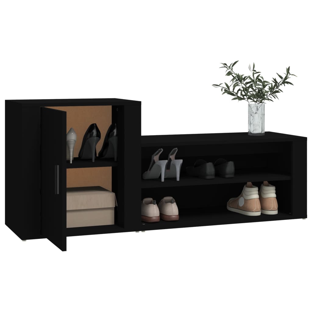 Shoe Cabinet Black 51.2x13.8x21.3" Engineered Wood