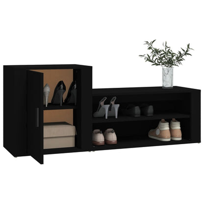 Shoe Cabinet Black 51.2x13.8x21.3" Engineered Wood