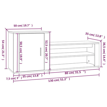Shoe Cabinet Black 51.2x13.8x21.3" Engineered Wood