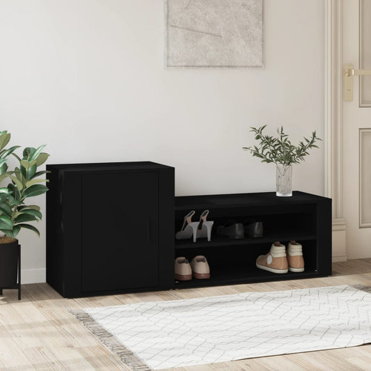 Shoe Cabinet Black 51.2x13.8x21.3" Engineered Wood