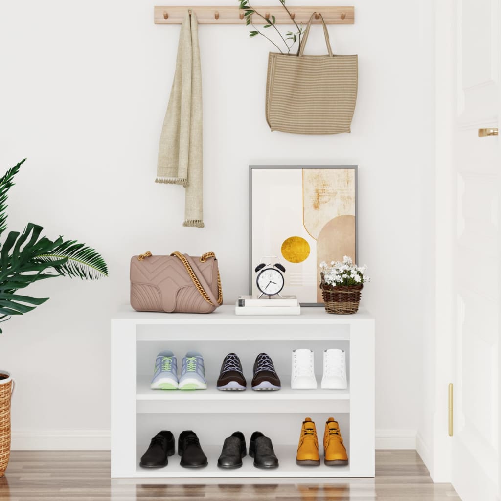 Shoe Rack White 29.5x13.8x17.7" Engineered Wood