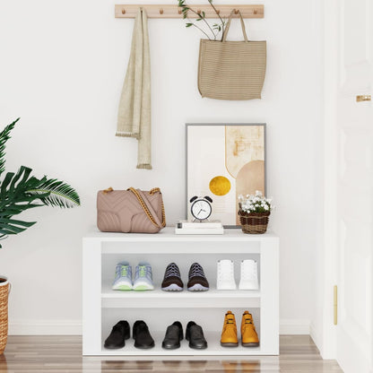 Shoe Rack White 29.5x13.8x17.7" Engineered Wood
